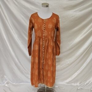 Elegant Orange Button-Down Dress